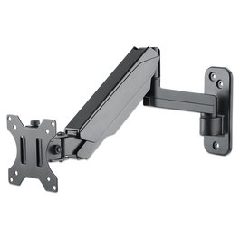 MANHATTAN Soporte de Pared con Gasdruckfeder y Brazo de 3 Pivotes para Monitores y TVs de 17" a 32" (43-81 cm), Compatible VESA 75x75 y 100x100 mm, Hasta 8 kg, Negro