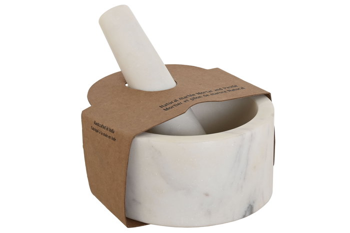 DKD Home Decor Mortero Blanco Mármol 12.5 x 12.5 x 6.5 cm