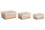 DKD Home Decor Set de 3 Cestas de Ropa Camomila en Mimbre y Algodón Natural