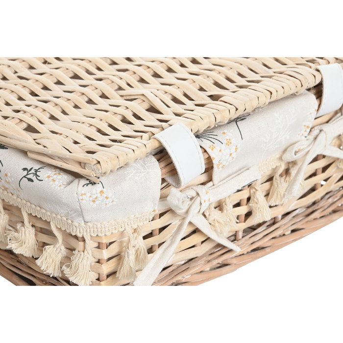 DKD Home Decor Set de 3 Cestas de Ropa Camomila en Mimbre y Algodón Natural