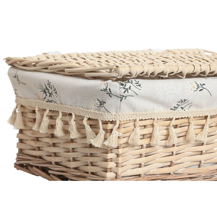 DKD Home Decor Set de 3 Cestas de Ropa Camomila en Mimbre y Algodón Natural