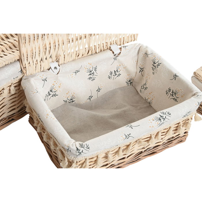 DKD Home Decor Set de 3 Cestas de Ropa Camomila en Mimbre y Algodón Natural