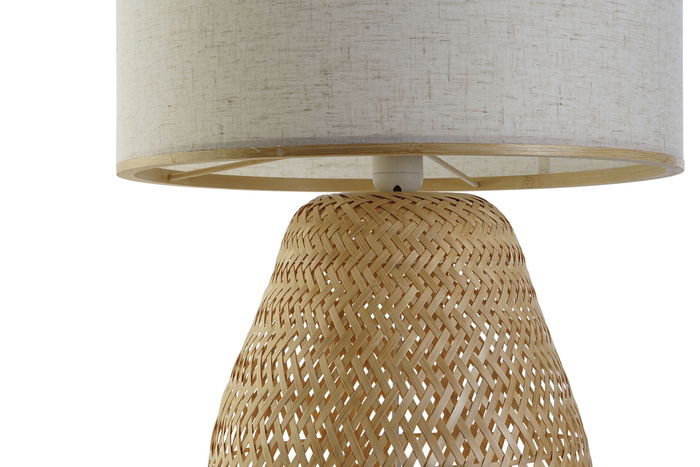 DKD Home Decor Lámpara Sobremesa Urban Crudo Natural Bambú Poliéster 40 x 71 x 40 cm