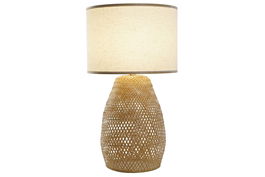 DKD Home Decor Lámpara Sobremesa Urban Crudo Natural Bambú Poliéster 40 x 71 x 40 cm