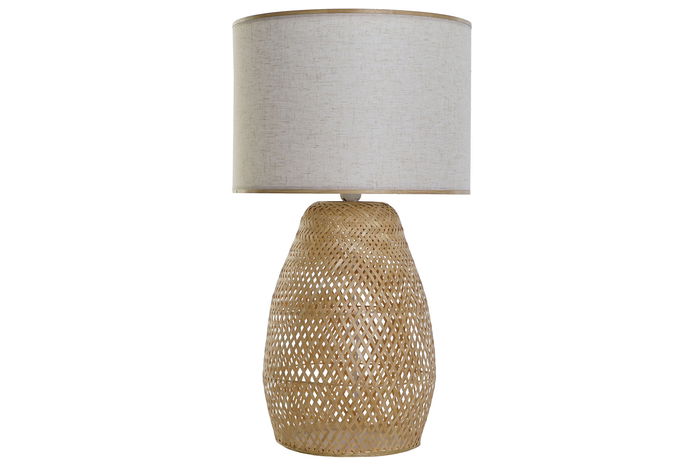 DKD Home Decor Lámpara Sobremesa Urban Crudo Natural Bambú Poliéster 40 x 71 x 40 cm