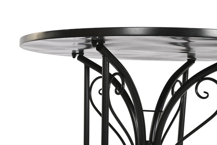DKD Home Decor Mesa Terraza Y Jardin Negro Multicolor Metal Ceramica 80 x 80 x 76 cm