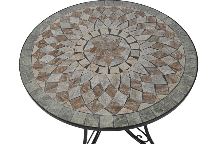 DKD Home Decor Mesa Terraza Y Jardin Negro Multicolor Metal Ceramica 80 x 80 x 76 cm