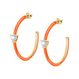 Chiara Ferragni Pendientes Love Parade Dorado con Esmalte y Circonitas