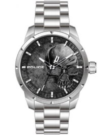 Police PL15715JS-78M con esfera negra y correa plateada