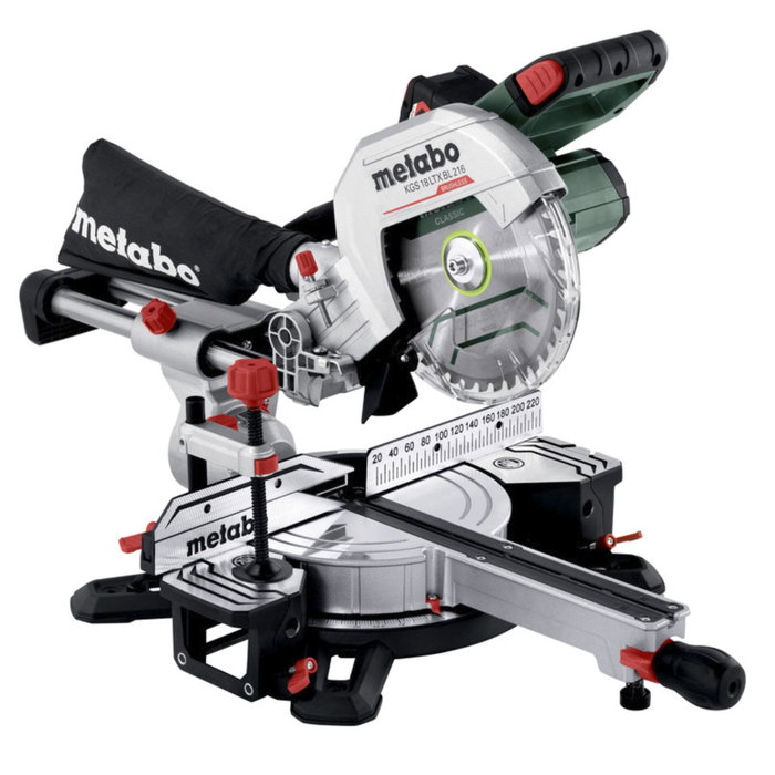 Metabo KGS 18 LTX BL 216 Sierra de inglete inalámbrica con función de tracción, 2x 5,2 Ah Metabo KGS 18 LTX BL 216 Sierra de inglete inalámbrica con función de tracción, 2x 5,2 Ah