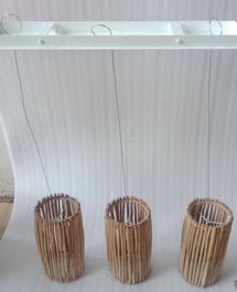 DKD Home Decor Lámpara de Techo Eucalipto Troncos Blanco y Natural 20x20x40 cm