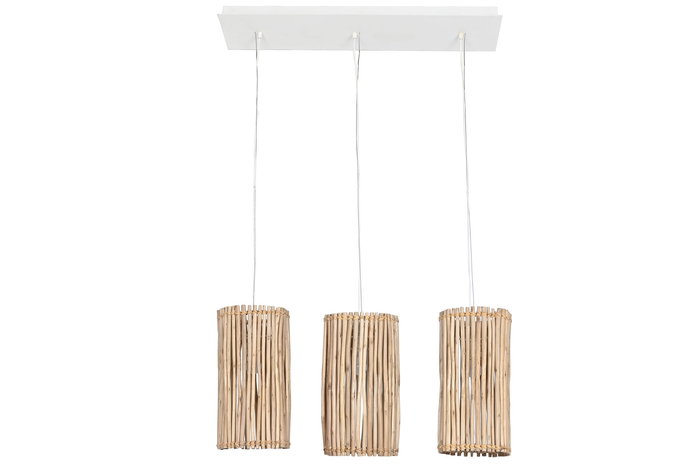 DKD Home Decor Lámpara Techo Tropical Blanco Natural Eucalipto 20 x 40 x 20 cm DKD Home Decor Lámpara Techo Tropical Blanco Natural Eucalipto 20 x 40 x 20 cm