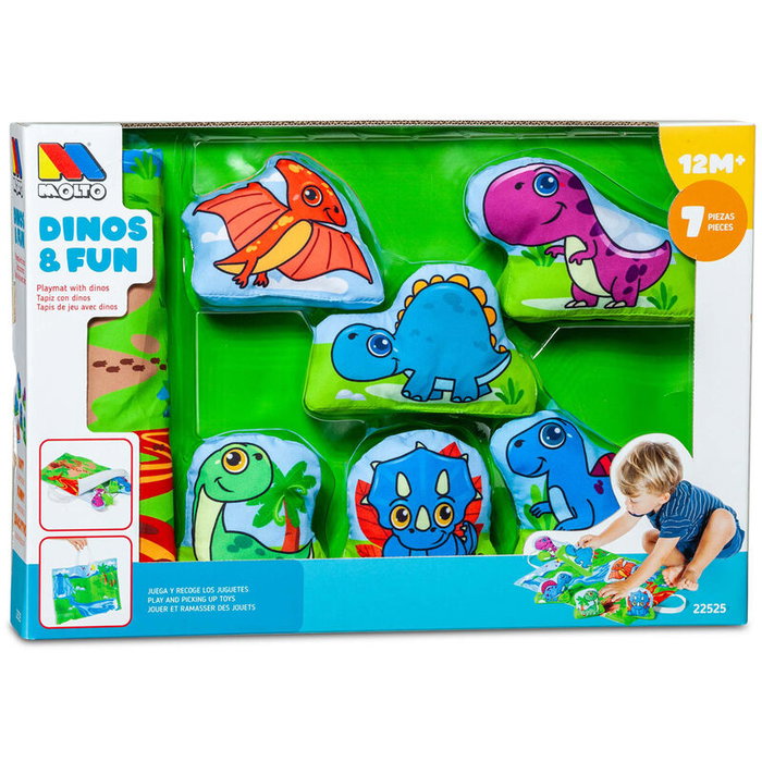 Molto Tapiz Dinos Era Jurásica Juego Tela Bolsa Almacenamiento Edad +12 Meses 40x6x28cm