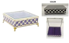 DKD Home Decor Joyero Tradicional Lila Plateado Metal Cristal 22 x 7 x 22 cm