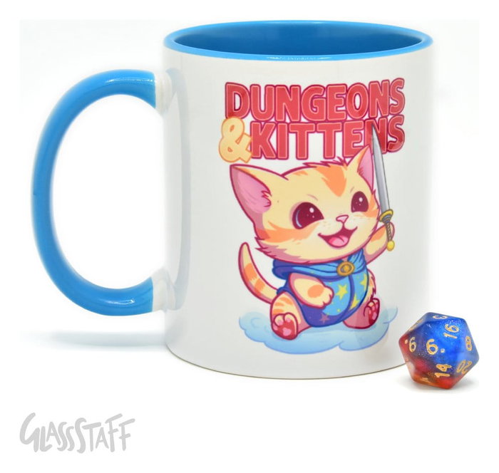 Glassstaff Regalo Taza & dados D20 Dungeons & Kittens