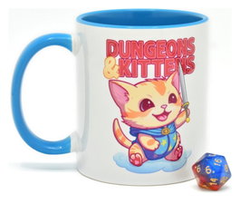Glassstaff Regalo Taza & dados D20 Dungeons & Kittens