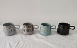 DKD Home Decor Mug Moderno Rosa Gris Gres 360ml Apto Microondas y Lavavajillas 9.5 x 8 x 13.5 cm (12 Unidades)