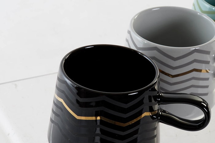 DKD Home Decor Set de Tazas de Gres 360 ml Surtido de 4 Colores