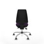 Silla de oficina Elche con mecanismo Asincro tapizada con Tela color Morado. Equipada con Base cromada, Sin brazos y Ruedas 65 mm parqué