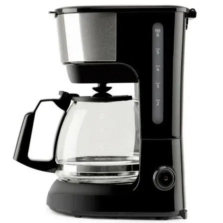 Orbegozo Cafetera de Goteo CG 4506 - 6 Tazas - Negra y Plata - Jarra de Cristal 0,75 L - Apagado Automático - Placa Calentadora