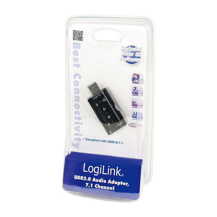 LogiLink Adaptador de Audio USB 2.0 con Sonido Virtual 7.1 y 2x 3,5 mm