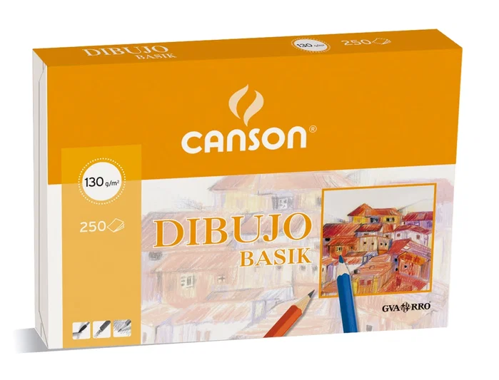 Canson Papel Dibujo Básik 23x32.5 cm 130 gr Blanco Natural Ligeramente Satinado FSC