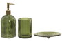 DKD Home Decor Set de 3 Accesorios de Baño de Cristal Verde Oscuro 480ml