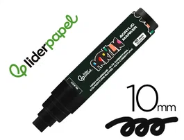 Liderpapel Rotulador Acrílico Base Agua Todo Tipo de Superficie Punta Rectangular 10 mm Negro