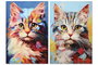 DKD Home Decor Cuadro Lienzo MDF Gato Lacado 40x60 cm