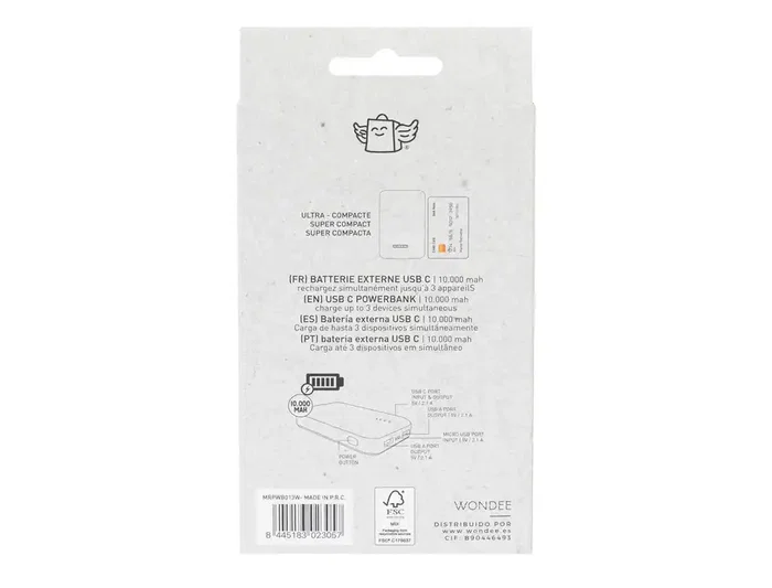 Wondee Batería Externa 10.000 mAh Panda Rojo - Energía Extra con Divertido Diseño