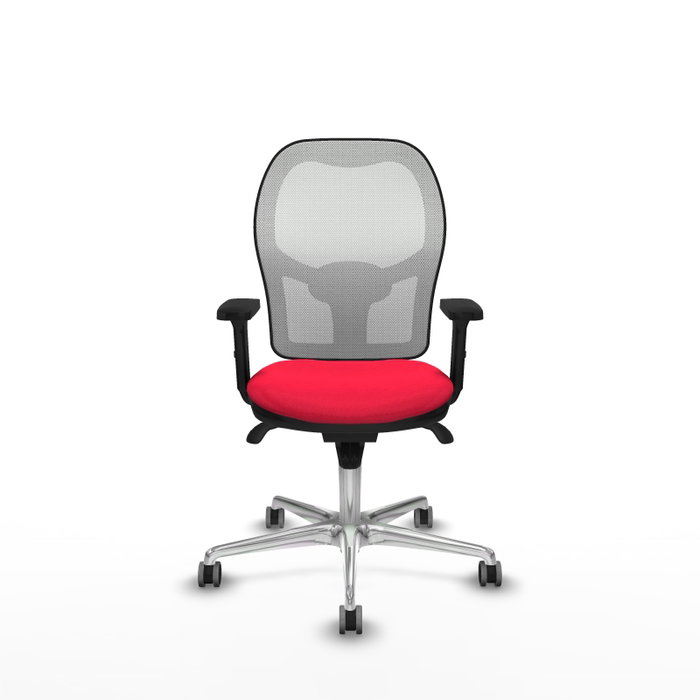 PIQUERAS Y CRESPO Silla de oficina Jorquera con mecanismo Sincro, tela roja y malla blanca