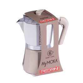 Pedrini 02CF169 Cafetera Tradicional para 6 Tazas, Color Aluminio Pintado