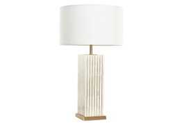 DKD Home Decor Lámpara de Sobremesa Latón y Hueso Beige