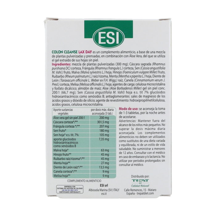 Esi Colon Cleanse Lax Day 30 tabletas Esi Colon Cleanse Lax Day 30 tabletas