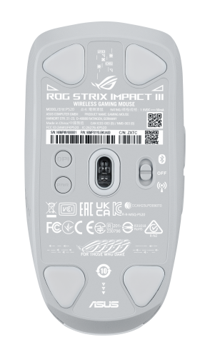 ASUS ROG Strix Impact III Wireless Ratón Gaming Ambidextro RF Wireless + Bluetooth Óptico 36000 DPI Blanco 90MP03D0-BMUA10