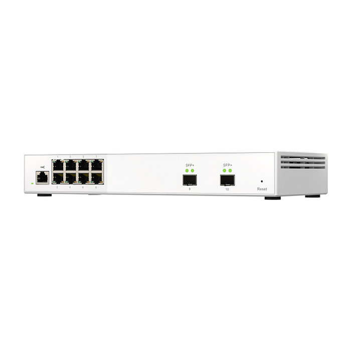 QNAP QSW-M2108-2S Switch L2+ Gestionado 8 Puertos 2.5G Ethernet + 2 SFP+, 80 Gbps, Web, QoS, VLAN, Jumbo Frames, 12V DC