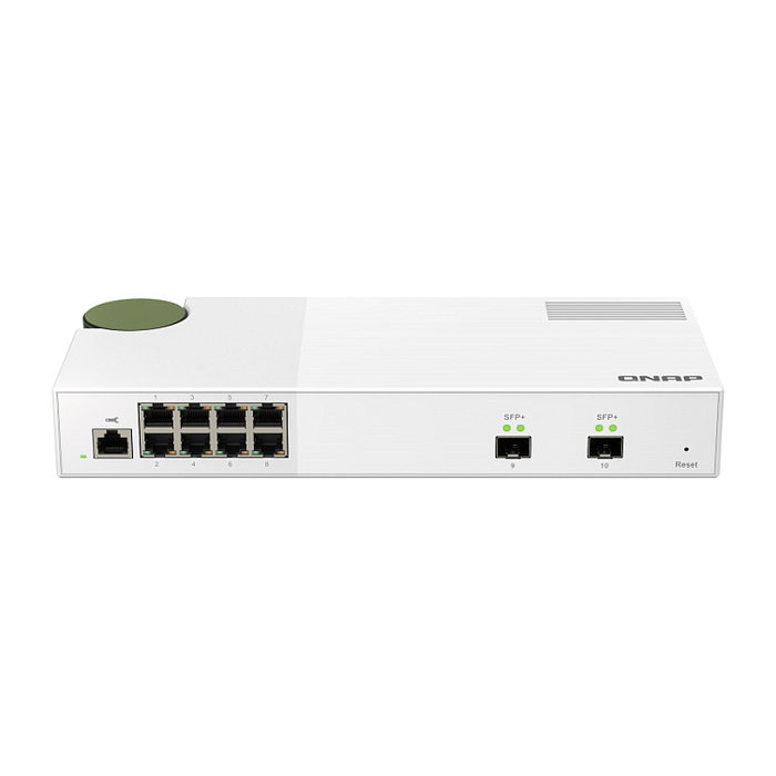 QNAP QSW-M2108-2S Switch L2+ Gestionado 8 Puertos 2.5G Ethernet + 2 SFP+, 80 Gbps, Web, QoS, VLAN, Jumbo Frames, 12V DC