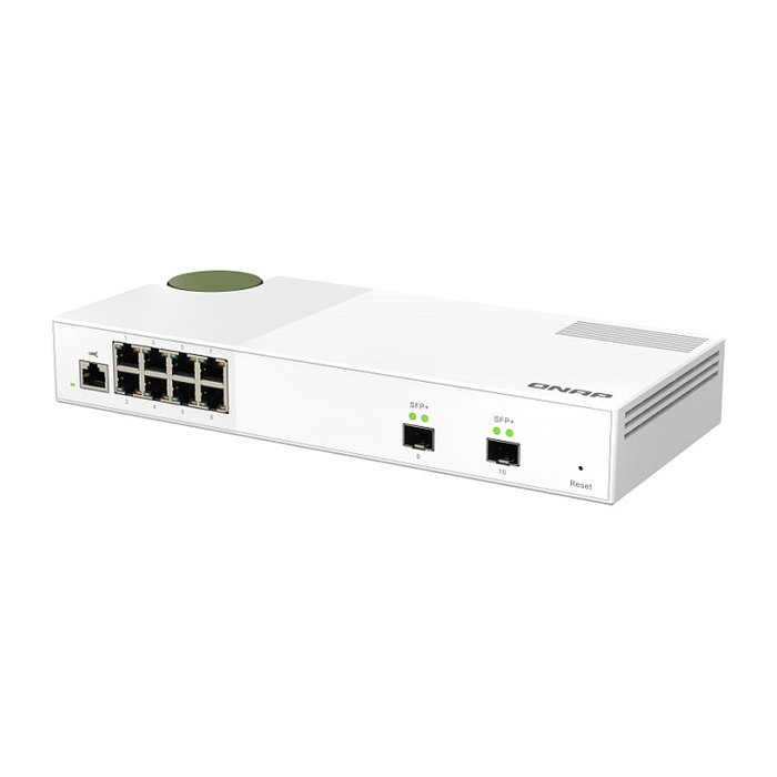 QNAP QSW-M2108-2S Switch L2+ Gestionado 8 Puertos 2.5G Ethernet + 2 SFP+, 80 Gbps, Web, QoS, VLAN, Jumbo Frames, 12V DC