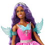 Barbie Brooklyn Roberts Un Toque De Magia Mattel Jcw49 - Muñeca con Vestido de Capas, Alas y Melena Violeta de 17.8 cm, Incluye Peine y Accesorios