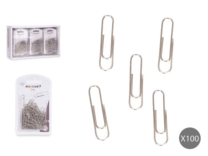 Pincello Set 90 Clips Silver Med 3.3x11.5x1.5 cm Metal (Set de 24) Pincello Set 90 Clips Silver Med 3.3x11.5x1.5 cm Metal (Set de 24)