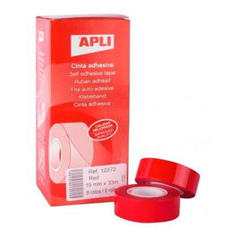 Apli Cinta Adhesiva Silenciosa Rollo 19 mm X 33M Pp Rojo Caja 8 Ud