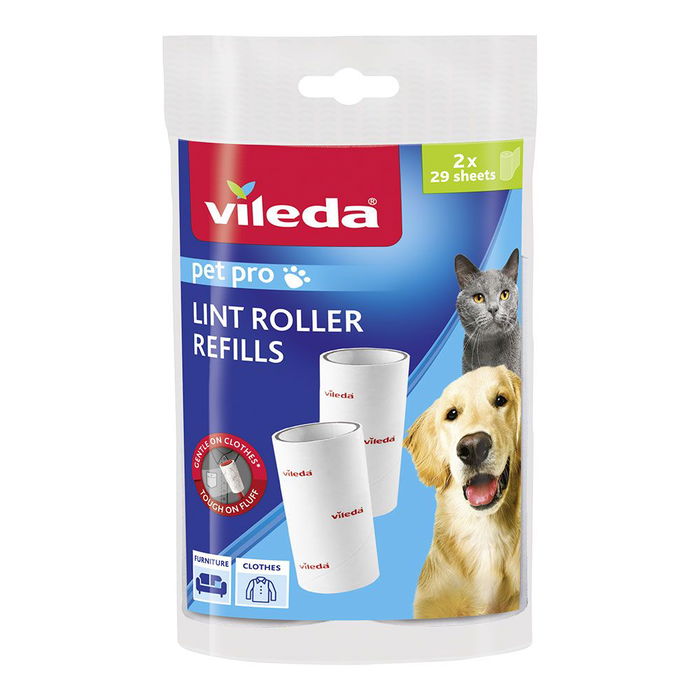Vileda Pet pro Recambio Rodillo Quitapelusas, 2 x 29 Hojas, para Ropa y Textiles Vileda Pet pro Recambio Rodillo Quitapelusas, 2 x 29 Hojas, para Ropa y Textiles