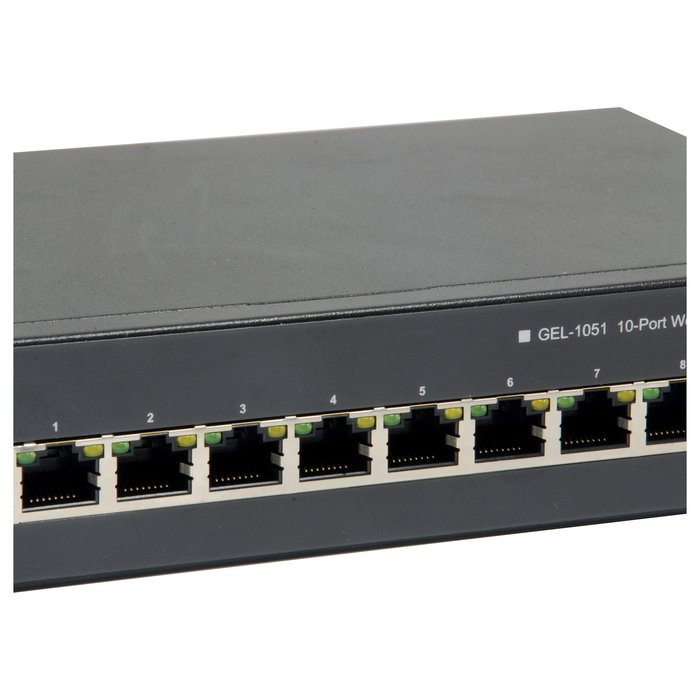 LevelOne GEP-1051 Switch Gestionado L2/L3/L4 con 8 Puertos Gigabit PoE+ (70W) y 2 Ranuras SFP, Montaje en Rack