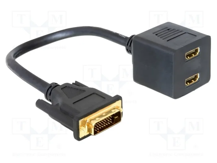 DeLOCK Adaptador DVI 24+1 macho a 2 x HDMI hembra, Negro DeLOCK Adaptador DVI 24+1 macho a 2 x HDMI hembra, Negro