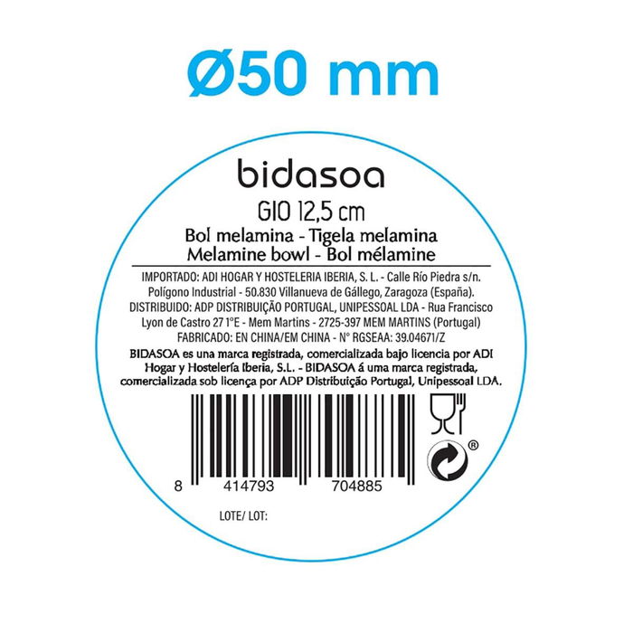 Bol Bicolor Melamina Gio Bidasoa 12,5x12,5 cm (12 Unidades)
