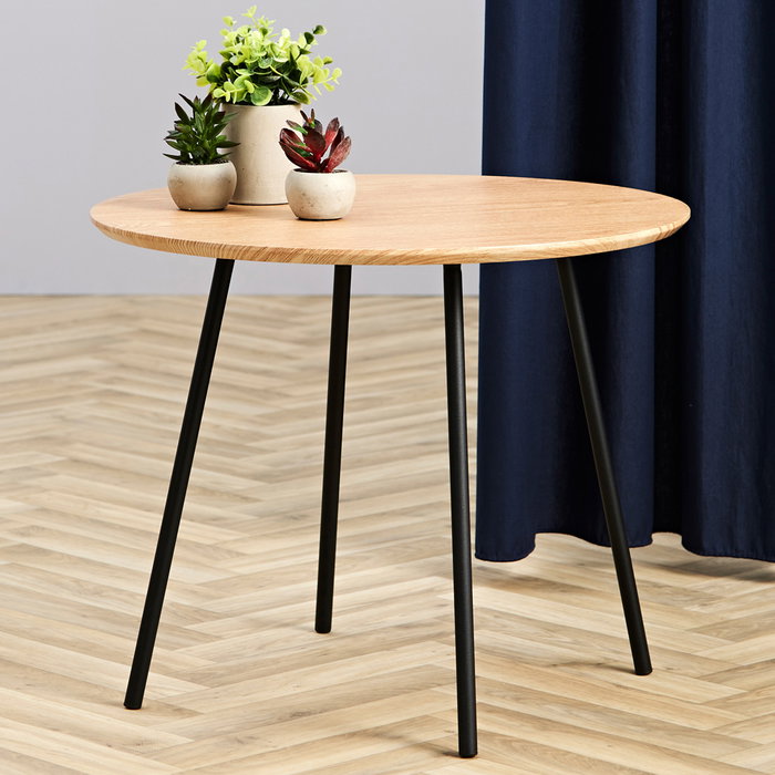 Day Mesa Day auxiliar con tabla MDF-PVC FSC, patas metal negro, diámetro 55 cm, altura 45 cm
