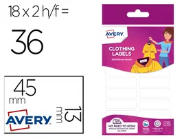 Avery Etiqueta Textil Sin Plancha 45x13 mm Blister 36 Unidades
