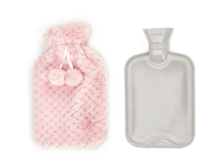 Giftdecor Bolsa de Agua 1.8L con Funda Pelo Rosa y Gris