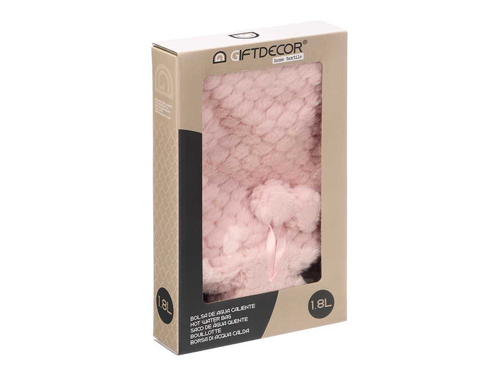 Giftdecor Bolsa de Agua 1.8L con Funda Pelo Rosa y Gris