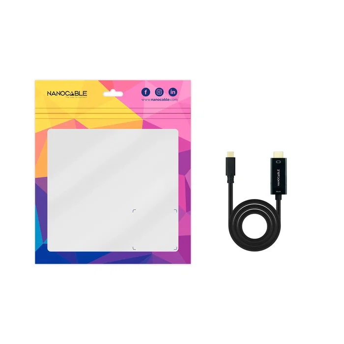 Nanocable Adaptador Cable 10.15.5132 de USB Tipo C a HDMI 1.4, 4K@30Hz, 1.8 m, Compatible con Thunderbolt 3 y DisplayPort 1.2 Alt Mode